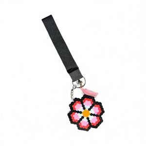 Floral Keychain with Pink and Black Accents